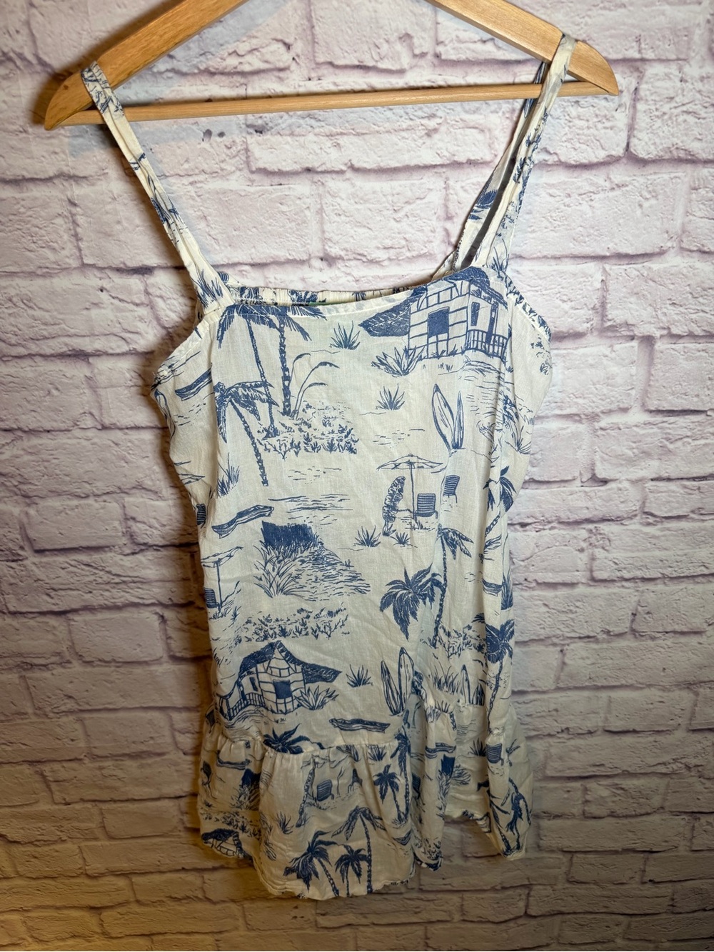 True Destinations Resort Wear Printed Beach Scene Mini Dress/Coverup size medium